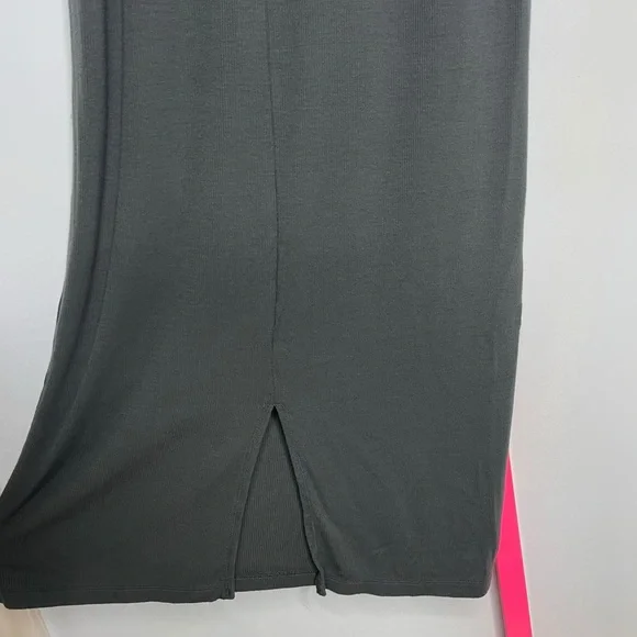 Quince Tencel Rib Knit Dark Olive Tank Midi Dress size medium - Picture 7 of 7